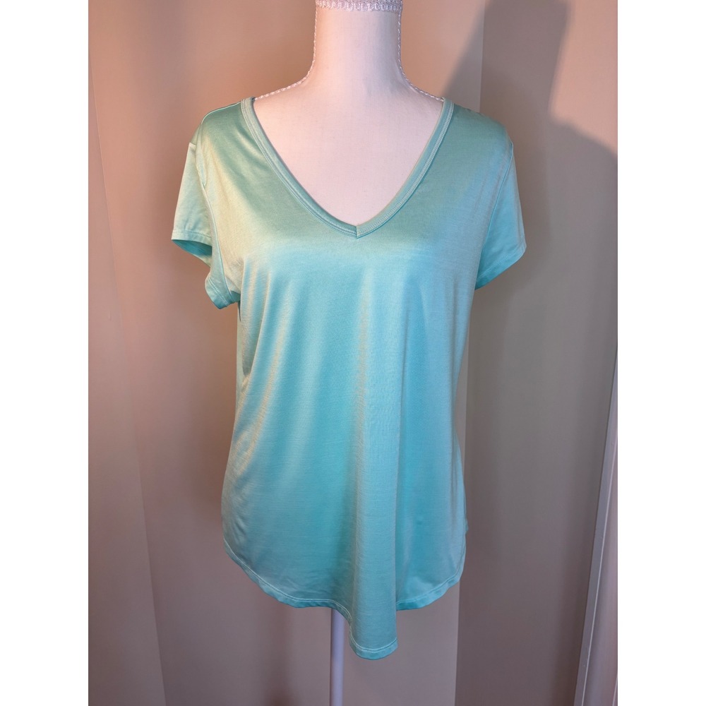 90 Degree Womens V-Neck Athletic T-Shirt Mint Green Size M Short Sleeve